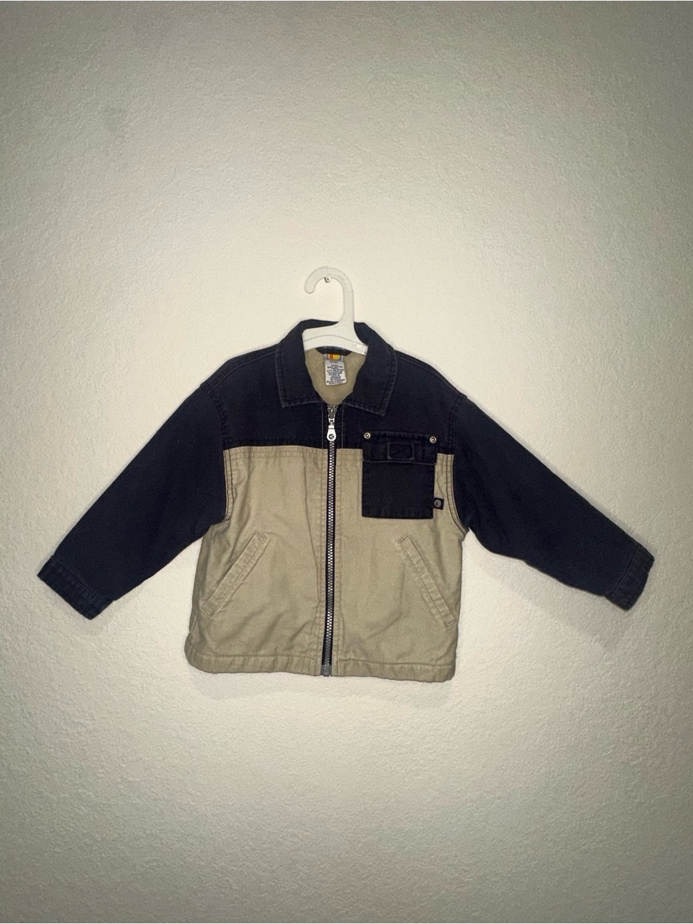 2001 Gymboree Kids Two-Tone Zip Front Jacket - Navy & Khaki Small Size 3